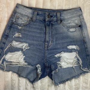 American Eagle Outfitters Blue Distressed Jean Shorts